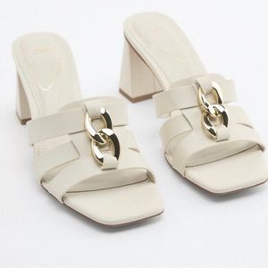 Zara block heel with chain accent